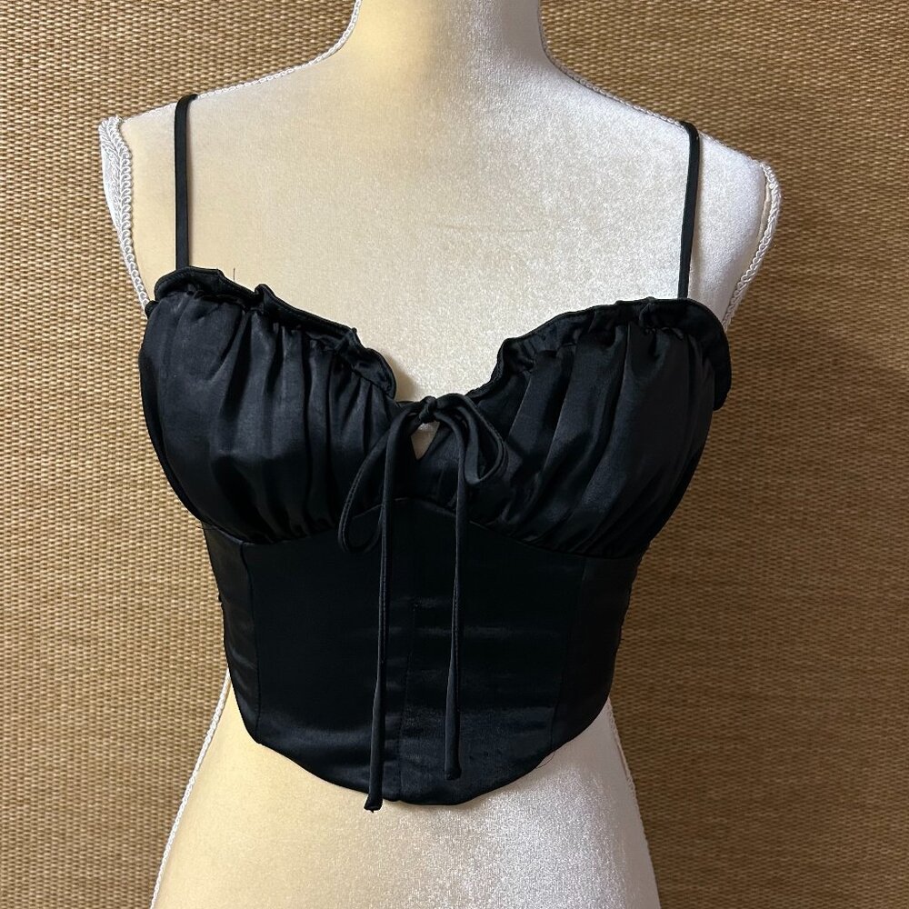 Altar’d State Top Womens Small Black Satin Corset